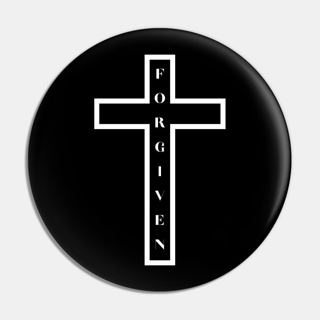 FORGIVEN IN CROSS Pin by Faith & Freedom Apparel 