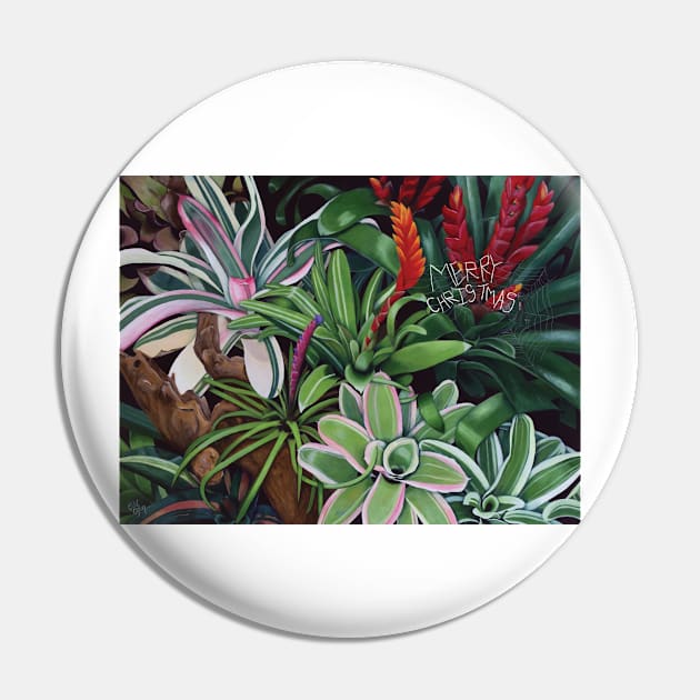 Bromeliad Xmas Card Pin by artbyelly