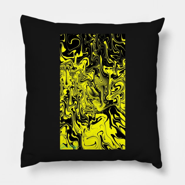 Neon Yellow Pattern Pillow by Alexander S.