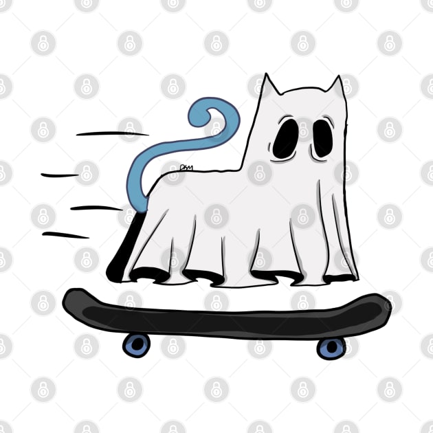 Skateboarding Ghost Cat by Art_by_Devs