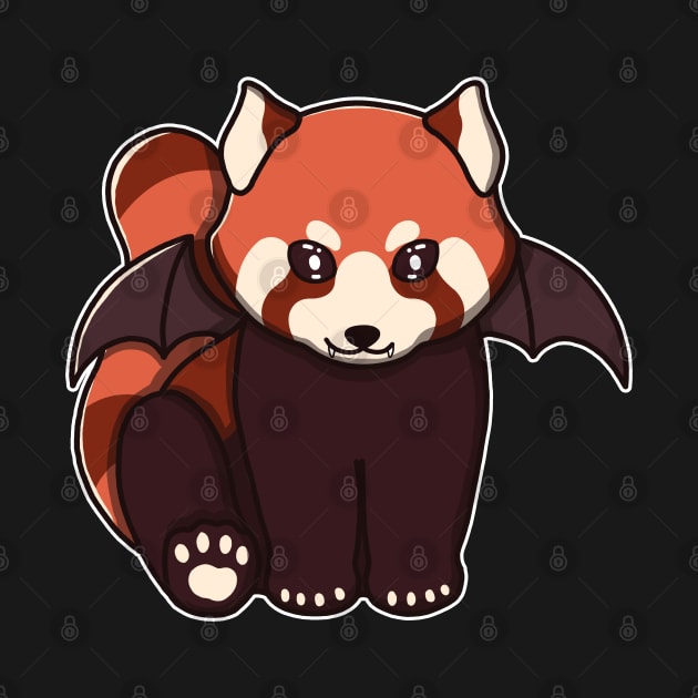 Cute Vampire Red Panda by Luna Illustration