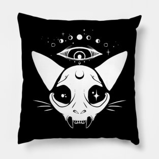 Cat Moon Skull Design Pillow