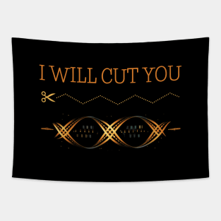 I WILL CUT YOU, biotechnology, dna strand, genetic, GMO, gift present ideas Tapestry