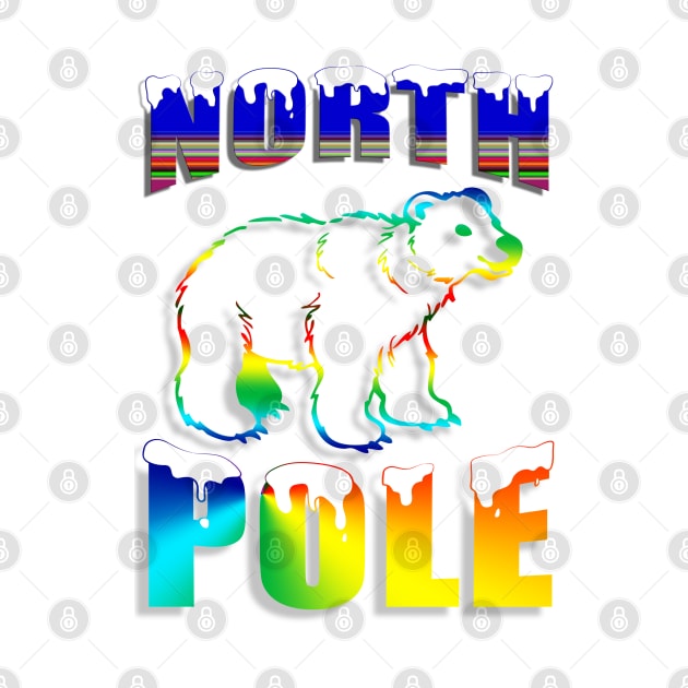 North Pole Arctic Harmony: Polar Bear Silhouette in Winter Gradient by PopArtyParty