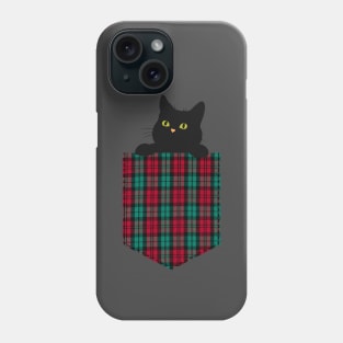 Black cat in green pocket Phone Case