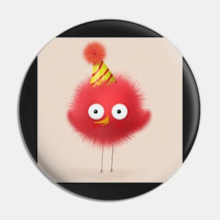 Red Happy Birthday Bird Pin