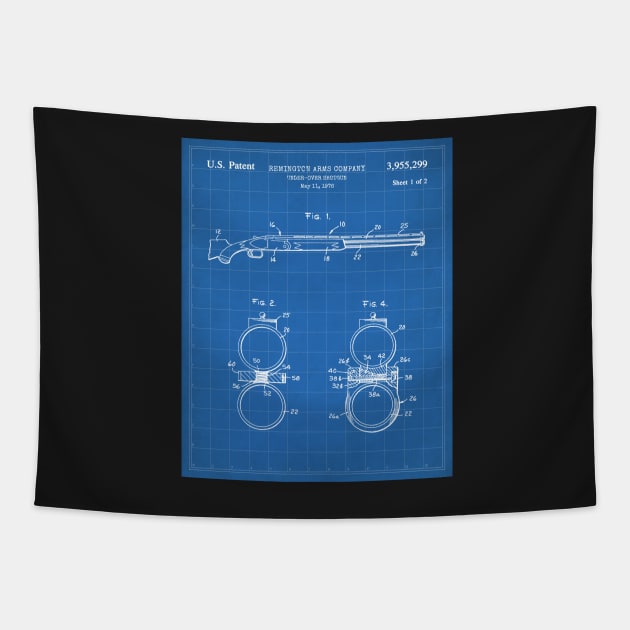 Remington Shotgun Patent - Police Officer Law Enforcement Art - Blueprint Tapestry by patentpress