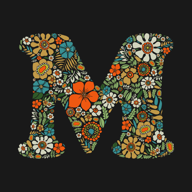 Hippie Floral Letter M by zeljkica