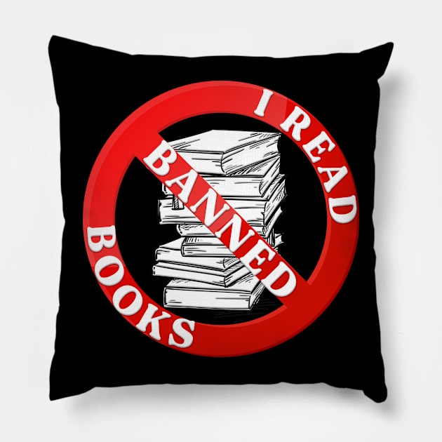 Bibliophile Book Nerd I Read Banned Books Pillow by CardRingDesign