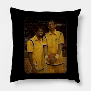 Magic Johnson and Kareem Abdul Jabbar of The Los Angeles Lakers, 1984 Pillow