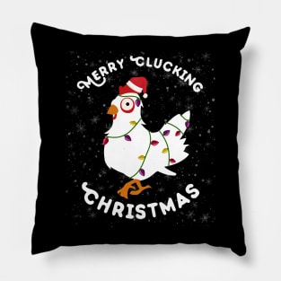 Merry Clucking Christmas Pillow