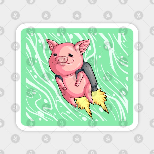 Jetpack Pig Magnet by STAD