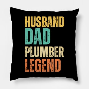 Husband Dad Plumber Legend Retro Pillow