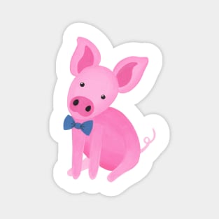 Handsome pig with bow tie Magnet