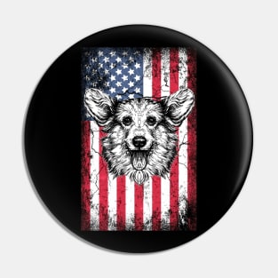 Patriotic Corgi American Flag Pin