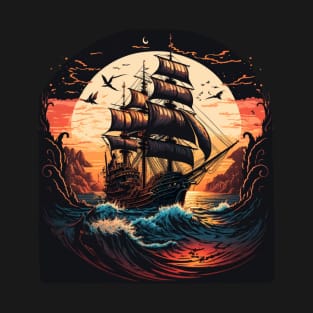 A galleon at sunset T-Shirt