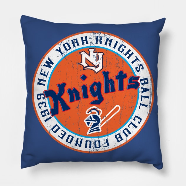 New York Knights Ball Club seal patch Pillow by Alema Art