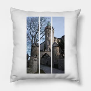 Szczytna, Poland - Castle Rock Forest is a castle integrated in the rock. It is located in the Lower Silesian Voivodeship on the Szczytnik hill. (vertical) Pillow