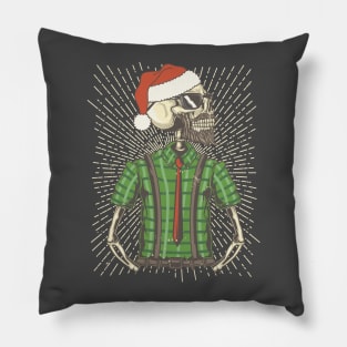 Happy Seasons - Hipster Santa Claus Skeleton Pillow