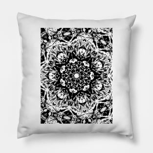 Black And White Floral Mandala Pillow