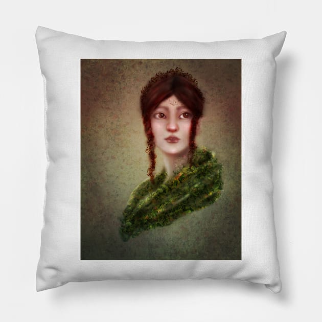 The Harvest Queen Fantasy Fairy Portrait of Young Persephone Pillow by penandbea