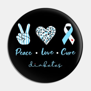 Peace Love Cure Type 1 Diabetes Awareness Pin