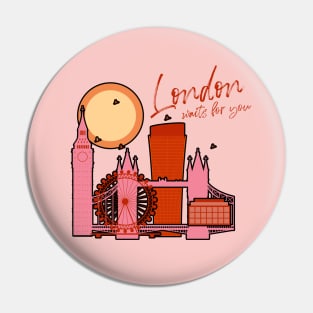 London Design Shiluette Artwork Sticker UK cityscape Pin