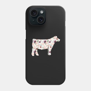 Watercolor Floral Show Steer Silhouette  - NOT FOR RESALE WITHOUT PERMISSION Phone Case