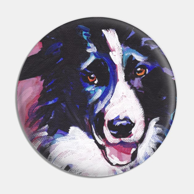 Border Collie Bright colorful pop dog art Pin by bentnotbroken11