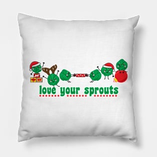 Funny Christmas Brussel Sprout Characters Pillow