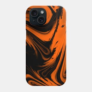 retro, tie dye, hippy, orange and black swirl, fractal Phone Case