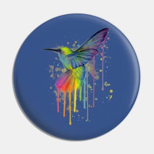 humming bird of watercolor rainbow Pin