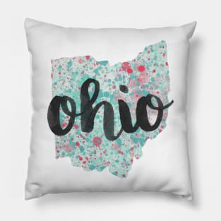 ohio - calligraphy and abstract state outline Pillow