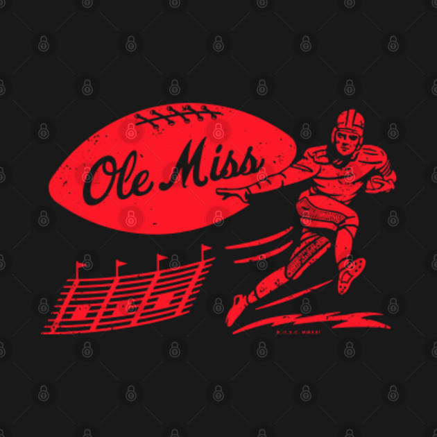 Disover Vintage College Football - Ole Miss (Red Ole Miss Wordmark) - Ole Miss - T-Shirt