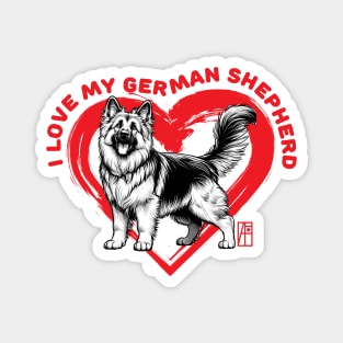 I Love My German Shepherd - I Love my dog - Protective dog Magnet