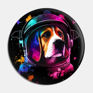 Funny Beagle Astronaut Dog in Outer Space Cosmic Explorer Pin