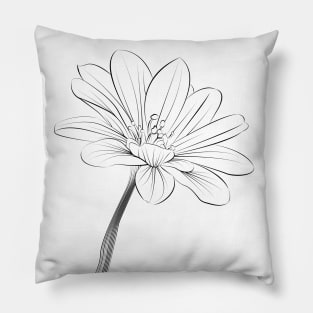 Black Flower Illustration Pillow