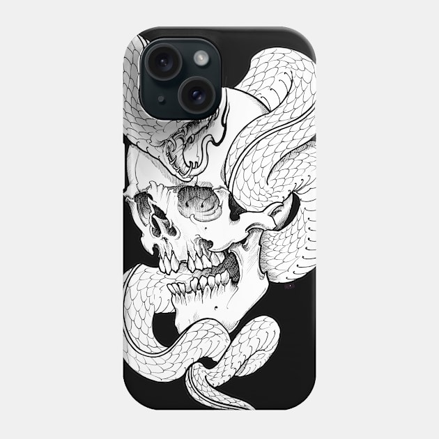 Skull and Snake Phone Case by Guru