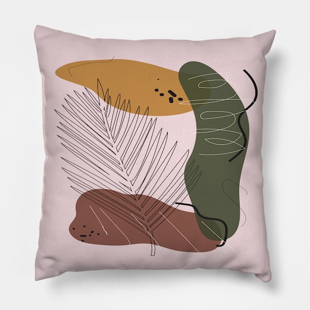 Abstract leaf print, poster in modern hipster style, Ink pen drawn palm leaf silhouette illustration Pillow by Modern Art