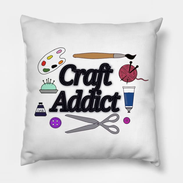 Craft addict art with craft tools Pillow by KaisPrints