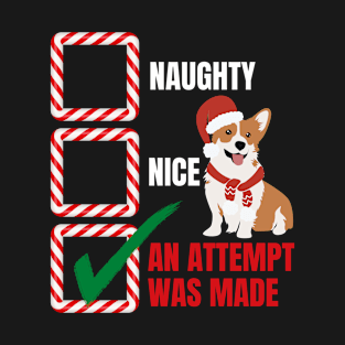 Naughty or Nice Christmas Corgi Dog T-Shirt