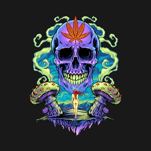 Purple Cannabis Skull by FlylandDesigns