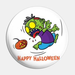 Happy Halloween with zombie Pin
