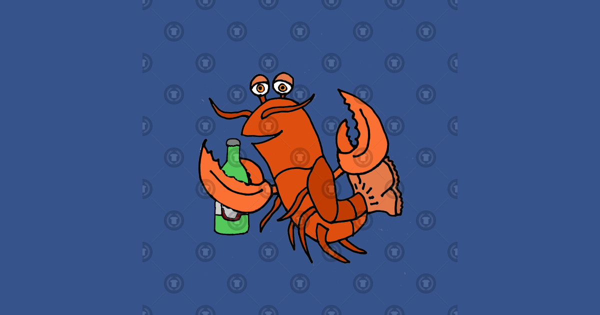 Funny lobster drinking beer Cartoon Lobster Long Sleeve TShirt