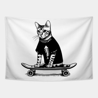 Skateboard Cat Tapestry