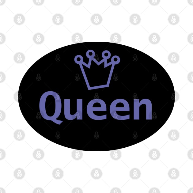 Veri Peri Queen and Crown on Black Oval by ellenhenryart