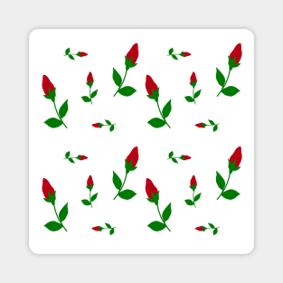 Cute Red Rose Buds Pattern Magnet