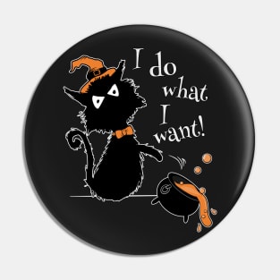 Funny Halloween Black Cat Saying I Do What I Want Pin