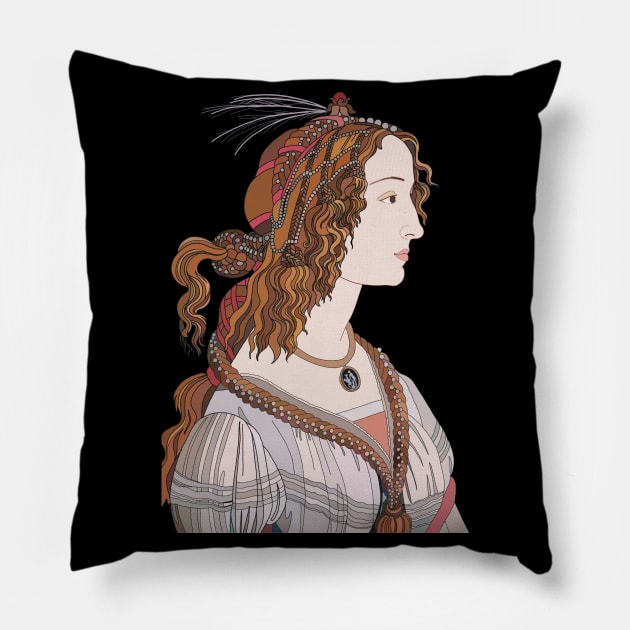 Inspired by Sandro Botticelli’s Portrait of a Young Woman Pillow by IdinDesignShop