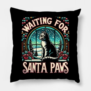 Waiting for Santa Paws - Christmas Kitty Pillow